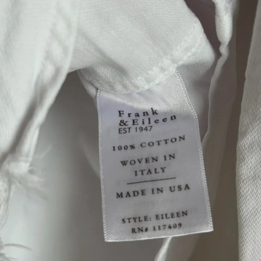 Frank & Eileen Eileen Famous Denim Relaxed Button Up Shirt in White Size X-Large - Picture 6 of 7